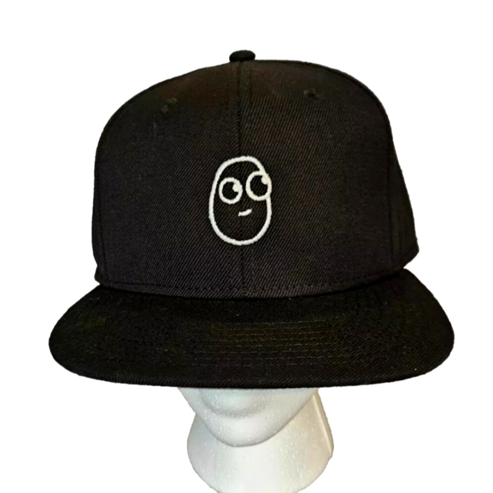 Otto Mens Flat Bill Trucker Rapper Baseball Cap Hat Black with White Meme